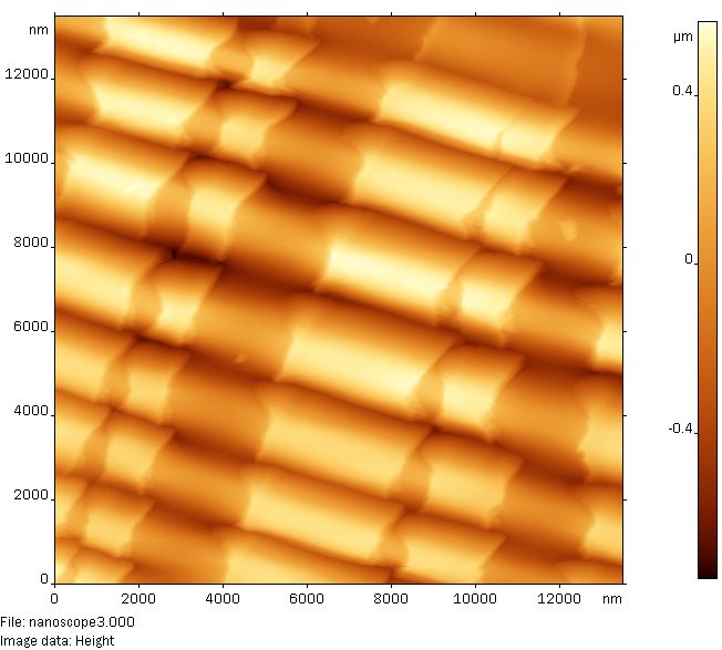 PET with thin Au coating after deformation.