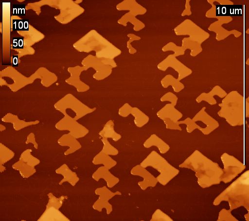 KCl crystals grown on mica surface