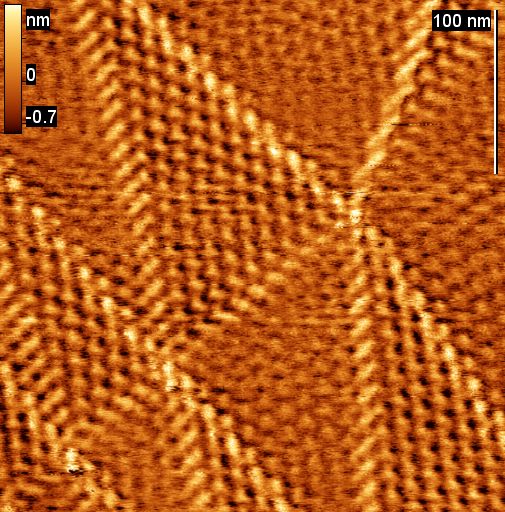 The STM image of graphite surface  Pt/Ir tip, It = 0.5 nA, Ut = -50 mV